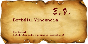 Borbély Vincencia névjegykártya